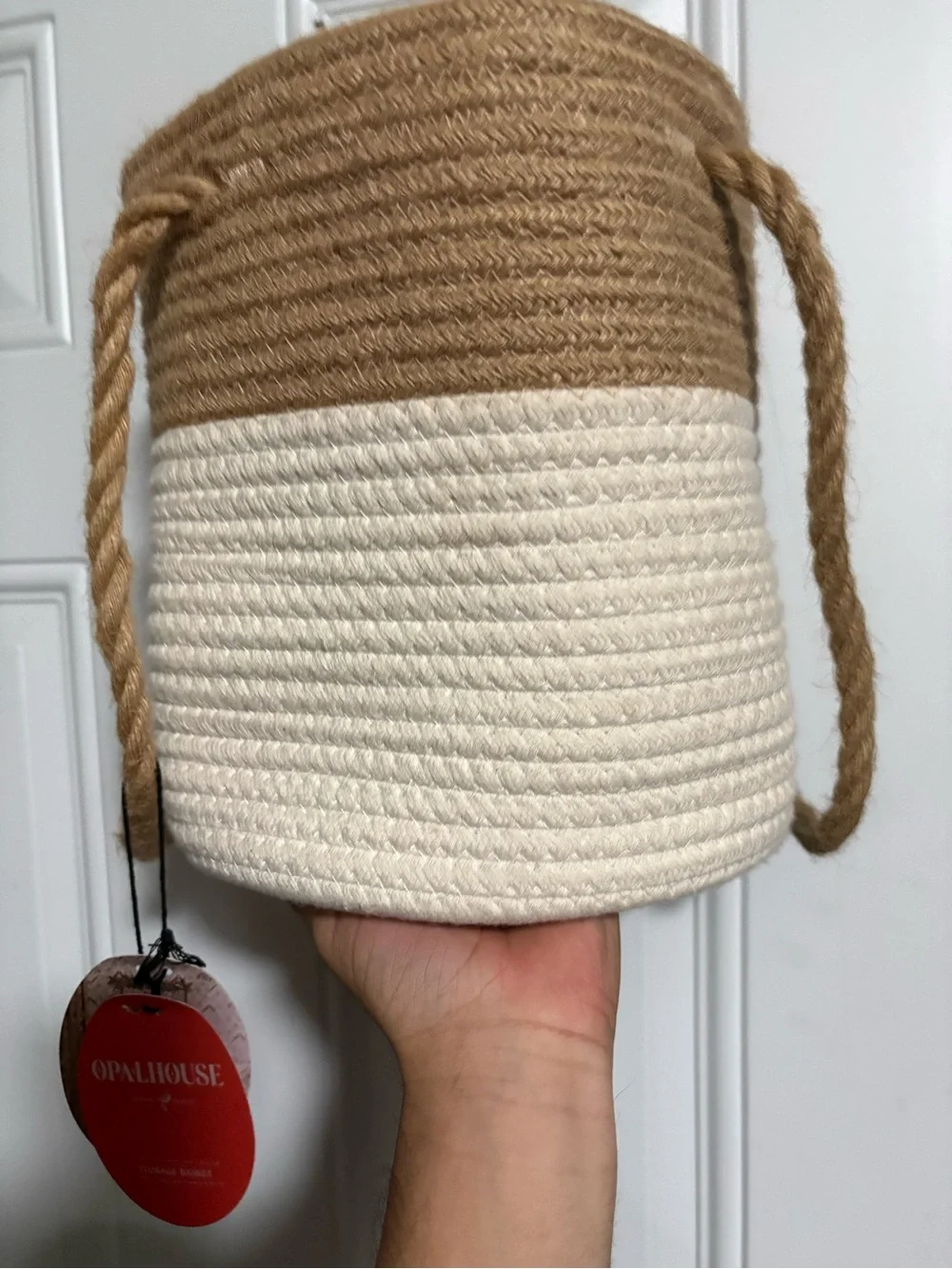 Coiled rope basket with handles from Opalhouse